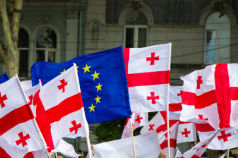 Anti-government protests in front of the Georgian Parliament, in support of stronger EU ties.